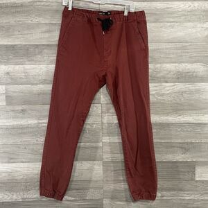 Womens Cuffed Chino Pants 34x28 High Rise Red